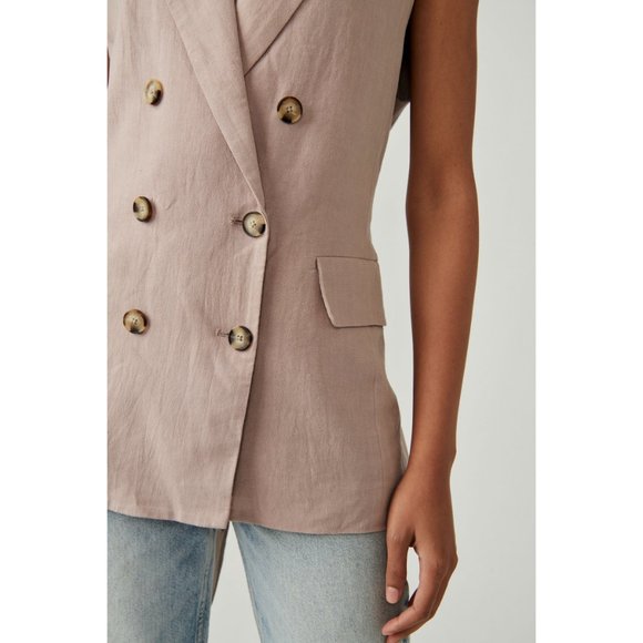 Free People Olivia Double-Breasted Vest Mauve Purple XS - Picture 6 of 10